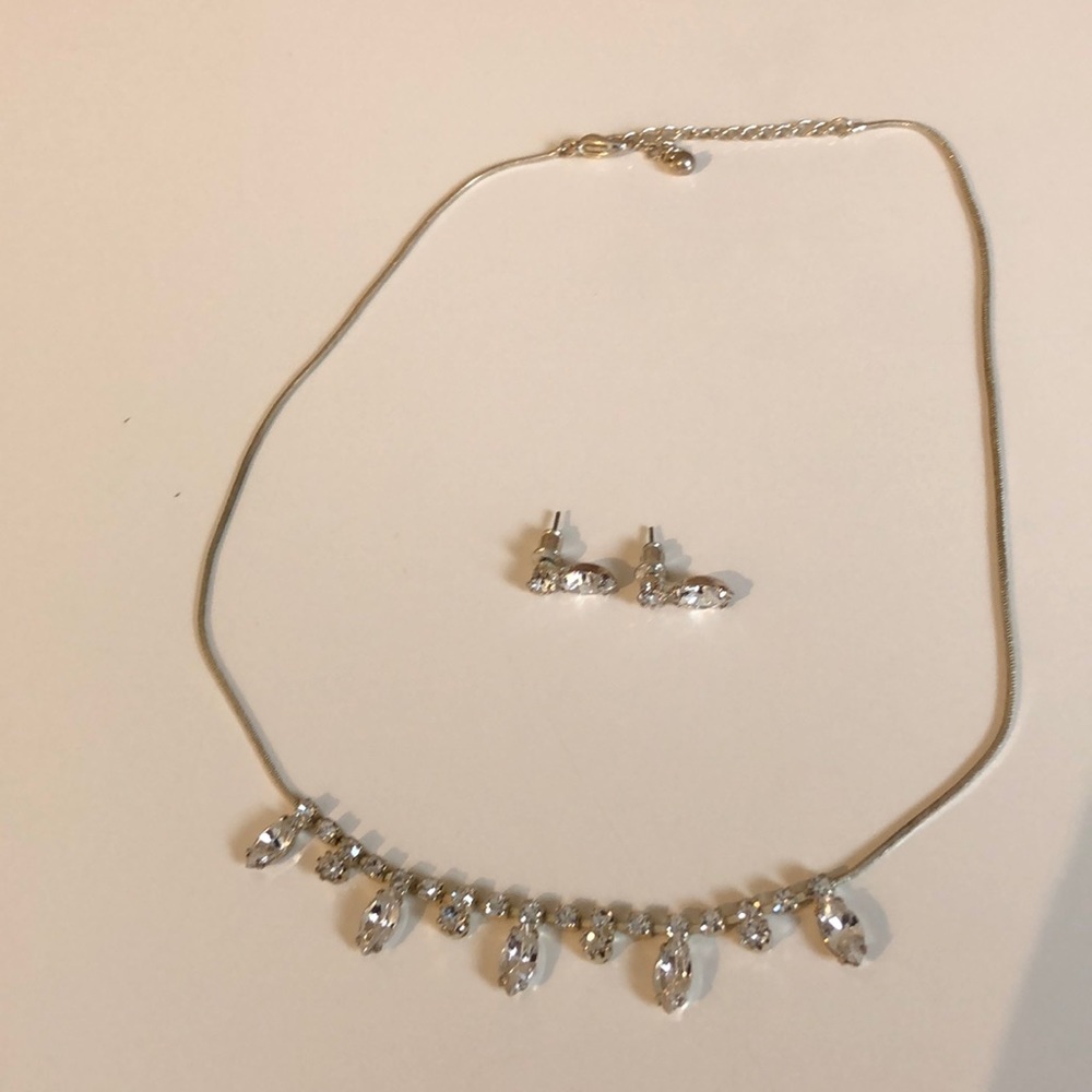 Rhinestone necklace and earrings